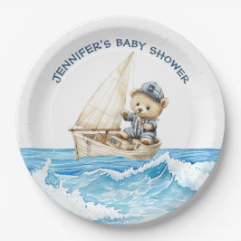 Plato De Papel Sailor Teddy Bears Baby Shower