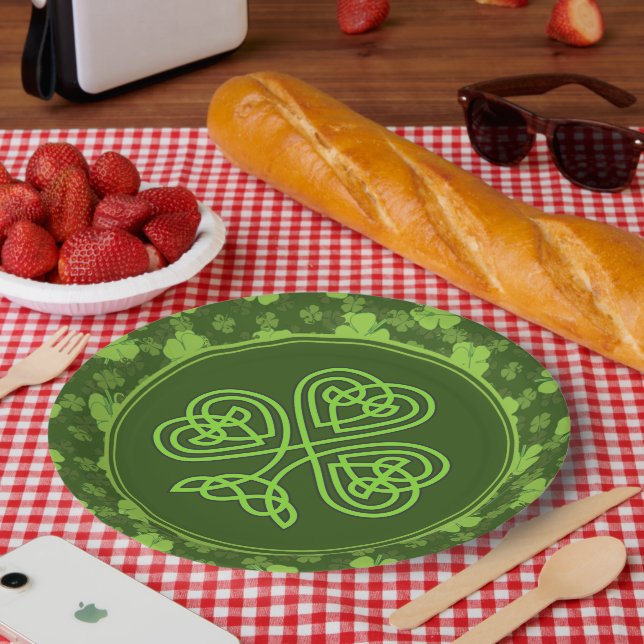 PLATO DE PAPEL SAINT PATRICKS CUATRO CUADROS DE HOJA (Picnic)