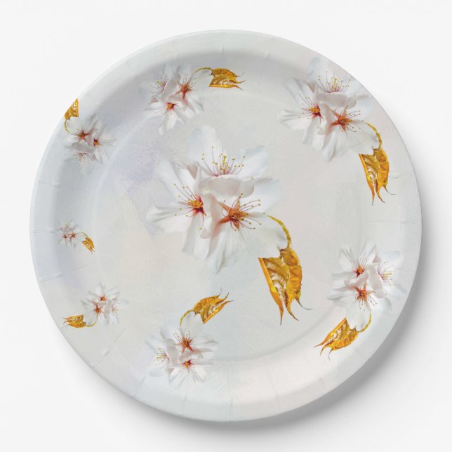 Plato De Papel Sakura - Flor de cerezo japonesa (Anverso)