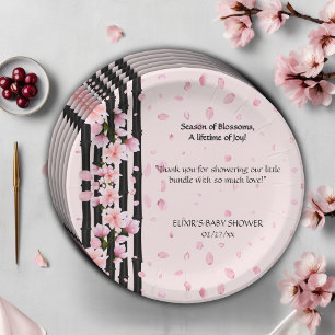 Plato De Papel Sakura Spring Cherry florece Baby Shower