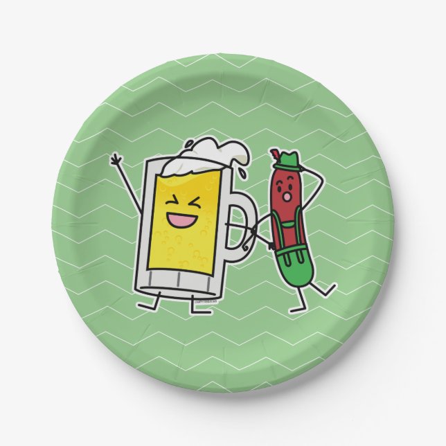 Plato De Papel Salchicha de cerveza Octoberfest Oktoberfest leder (Anverso)
