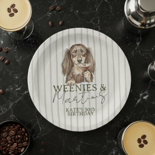 Plato De Papel Salchichas Dibujadas a Mano y Dachshund Martinis
