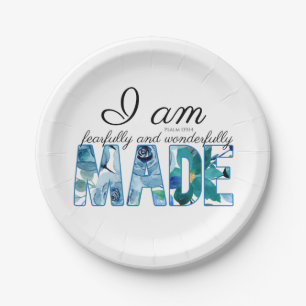 Plato De Papel Salmo 139:14 Hecho con Miedo y Maravillosa