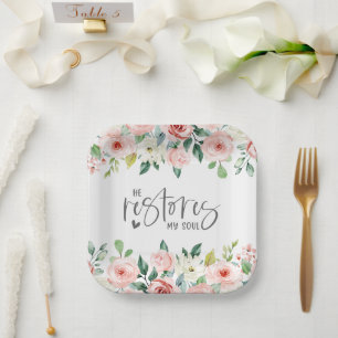 Plato De Papel Salmo 23:3 Restaura mi versión de la Biblia del Al