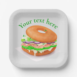 Plato De Papel Salmon Bagel personalizado 