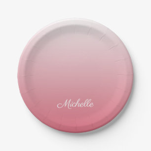 Plato De Papel Salmón oscuro degradado personalizado de color ros