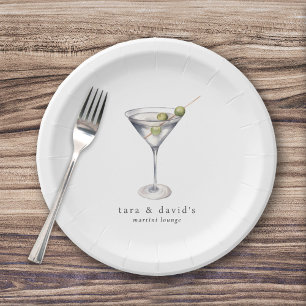 Plato De Papel Salón de Coctelería Martini con Tu Nombre