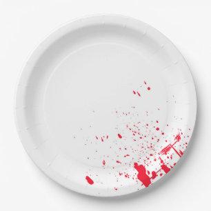 Plato De Papel Salpicadura roja de la sangre