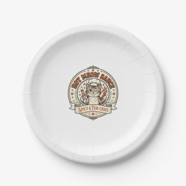 Plato De Papel Salsa Gatito Caliente Salsa Caliente Comida Picant (Anverso)