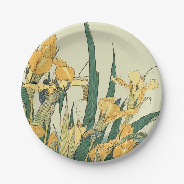 Plato De Papel Saltamontes Hokusai y el iris Japón (Anverso)
