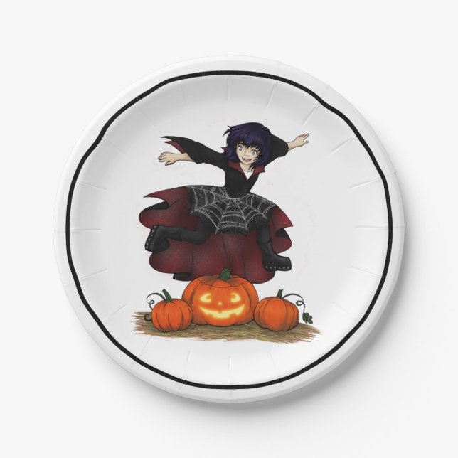 Plato De Papel Saltando Hazel-Halloween (Anverso)