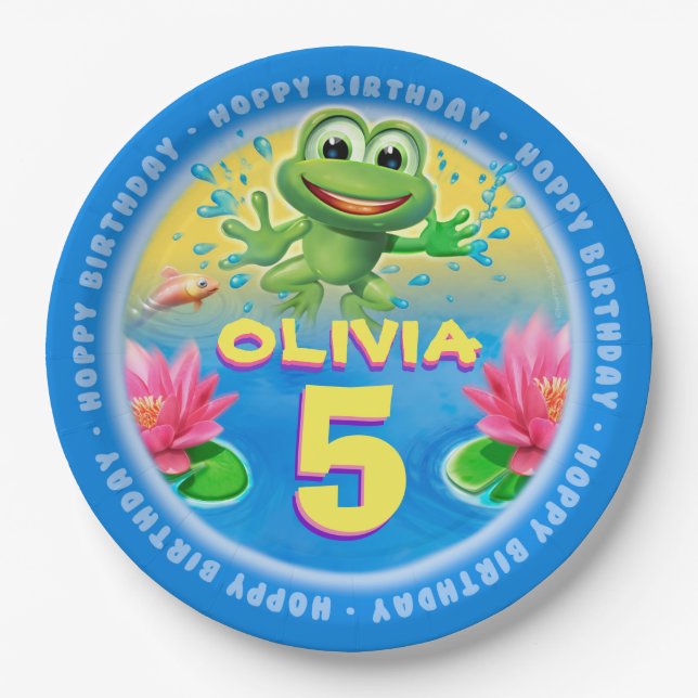 Plato De Papel Saltando la rana modifique la placa de papel del (Anverso)