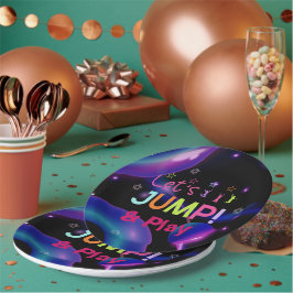 Plato De Papel Saltar la fiesta de cumpleaños de Trampoline Color