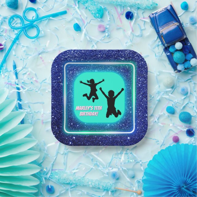 Plato De Papel Saltemos al Fiesta Bonza Neon Trampoline Park (Fiesta)