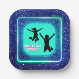 Plato De Papel Saltemos al Fiesta Bonza Neon Trampoline Park