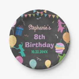 Plato De Papel Salto Cumpleaños Chalkboard Kid Trampoline Fiesta