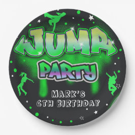 Plato De Papel Salto Neon Trampoline Birthday Party Placa