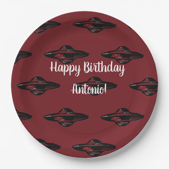 Plato De Papel Salto volador de OVNI (Anverso)