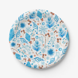 Plato De Papel Saltos acuáticos de invierno y fresas modernos