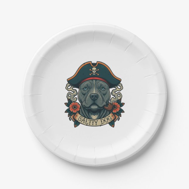 Plato De Papel Salty Dog Pitbull (Anverso)