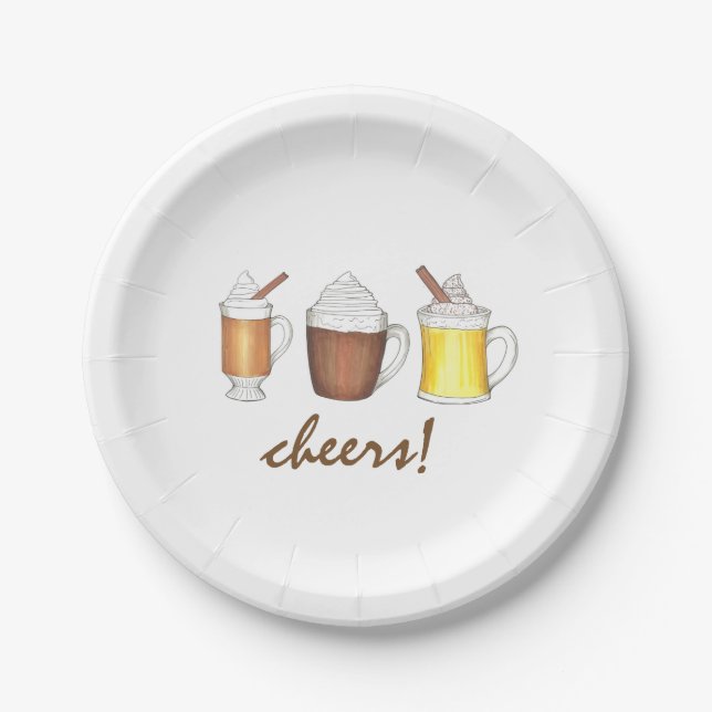 Plato De Papel Salud! Bebidas de invierno cócteles festivos (Anverso)