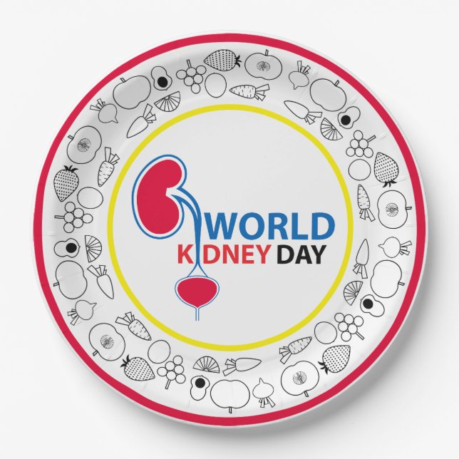 Plato De Papel Salud de los riñones para todos en todas partes de (Anverso)