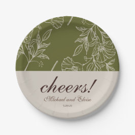 Plato De Papel ¡Salud Floral De Tono De Tierra! Boda Coaster Favo