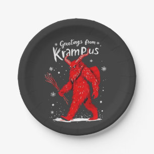 Plato De Papel Saludo de Krampus Navidad Navidad
