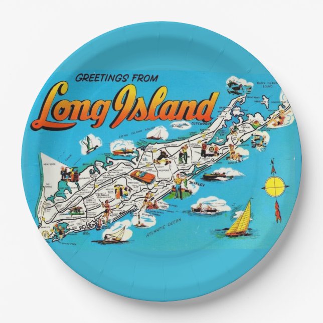 Plato De Papel Saludo de Long Island, NY (Anverso)