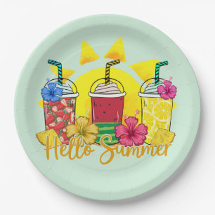 Plato De Papel Saludo Fruta tropical refrescante Smoothie