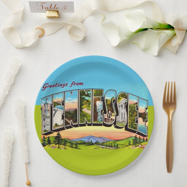 Plato De Papel Saludo retro de Tennessee  (Boda)