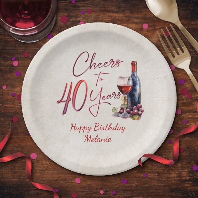 Plato De Papel Saludos 40. cumpleaños (Subido por el creador)