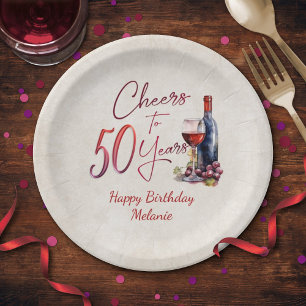 Plato De Papel Saludos 50.º cumpleaños