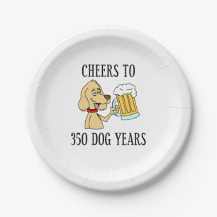 Plato De Papel Saludos a 350 años de perro 50 cumpleaños