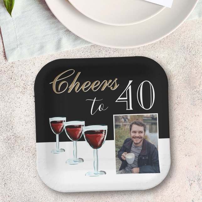Plato De Papel Saludos a 40 Red Wine Glass Photo 40th Birthday (Subido por el creador)