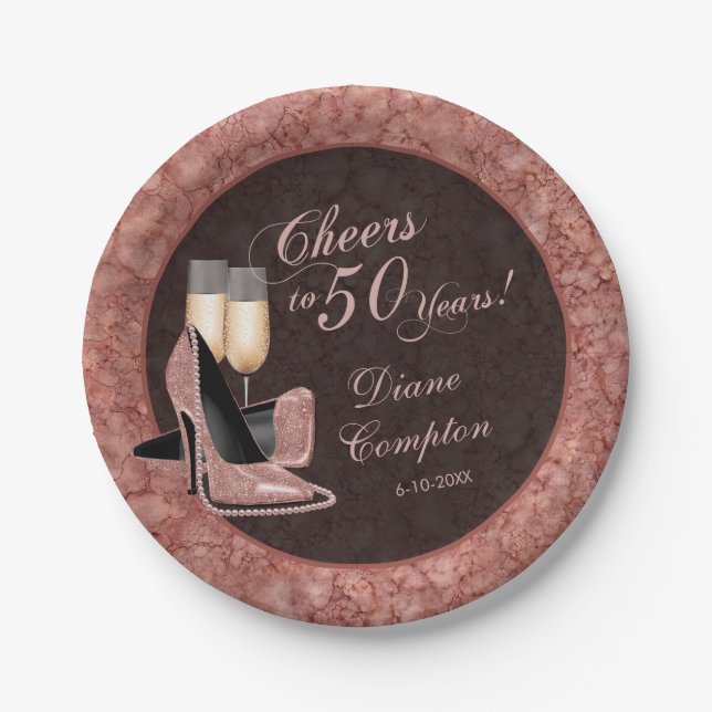 Plato De Papel Saludos a 50 años de Rosa (Anverso)