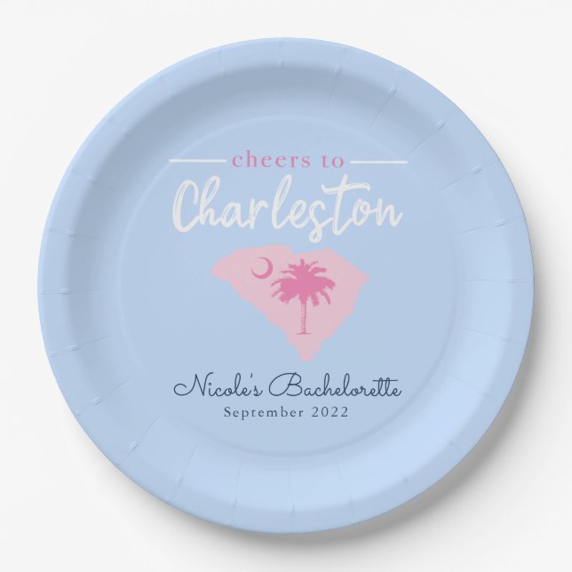 Plato De Papel Saludos a Charleston South Carolina Bachelorette (Anverso)