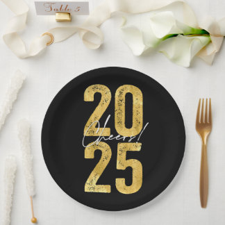Plato De Papel Saludos A La Tipografía De Oro 2025 Año Nuevo Mode