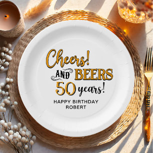Plato De Papel Saludos a las cervezas 50 cumpleaños