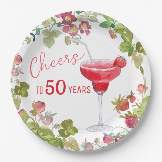 Plato De Papel Saludos a los 50 años de cumpleaños (Anverso)