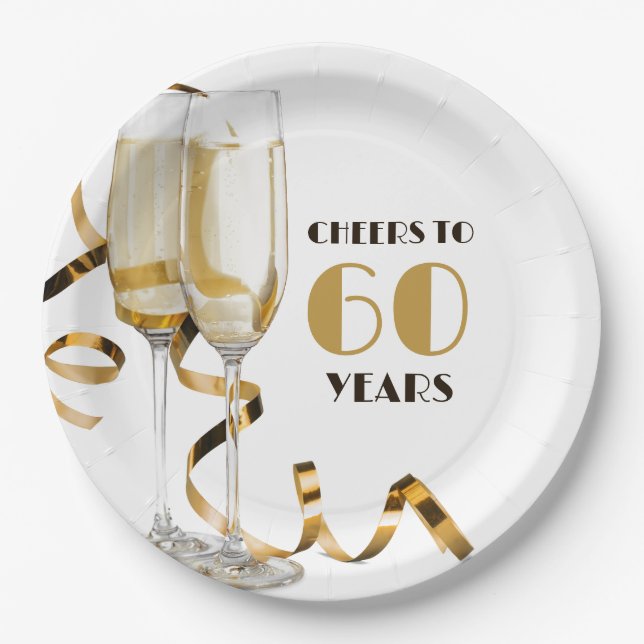 Plato De Papel Saludos a los 60 años de cumpleaños (Anverso)
