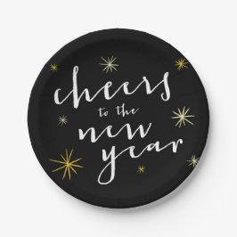 Plato De Papel Saludos A Los Estallidos De Año Nuevo Fuegos Artif