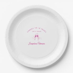 Plato De Papel Saludos a Personalizado Rosa 18 años