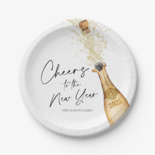 Plato De Papel Saludos al Fiesta de Año Nuevo