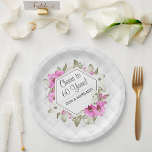 Plato De Papel Saludos al Personalizado rosado geométrico del di