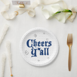 Plato De Papel Saludos azules de la bandera del estado