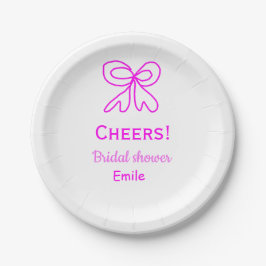 Plato De Papel Saludos color rosa púrpura ducha de novia agregar 