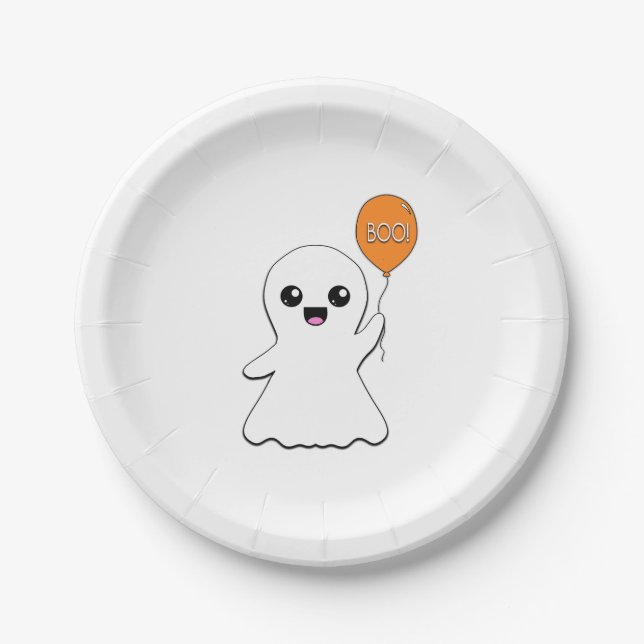 Plato De Papel Saludos de Fantasma Amigable (Anverso)