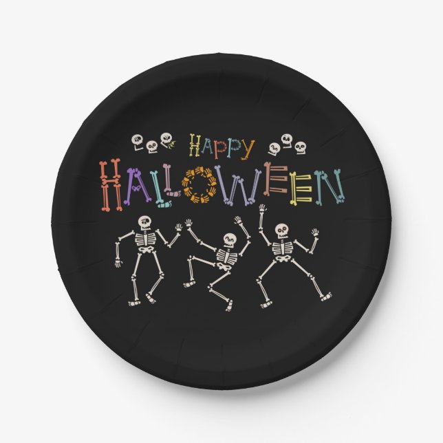 Plato De Papel Saludos de Halloween (Anverso)