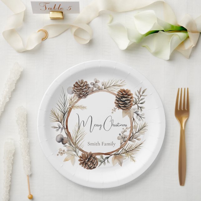 Plato De Papel Saludos de Navidad (Boda)